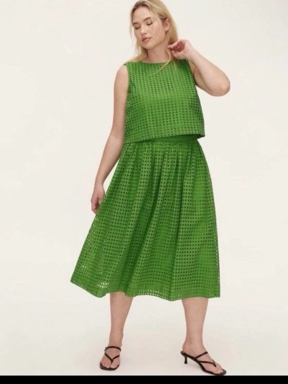 kate spade Green Eyelet Midi Skirt